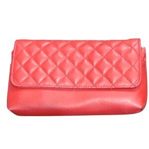 Lofthouse Vintage Red Quilted Clutch Purse Tassel Zip Key Ring Wallet Set Retro